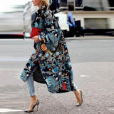 Fongt Spring And Autumn Wishebay Long Horn Sleeve Coat Print Loose Wind Coat