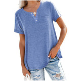 Fongt And Summer New Top V-Neck Short-Sleeved Pocket Loose T-Shirt Women-Outfit
