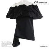 Fongt Spring And Summer Shoulder-To-Shoulder Card Doll Thorny Shape Shirt Shirt Shirt Female 1810