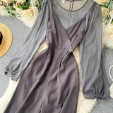 2022 Women Two-piece Suit Bottoming Shirt Tops + All-match Suspender Wide Leg Pants Jumpsuit Sets 2Pcs Femme