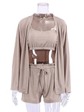 Brown Pajamas Women 3 Piece