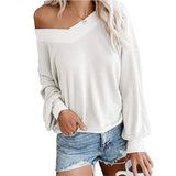 Fongt Style V Collar Long Sleeve Knit Jumper Loose Spring And Autumn Sweater