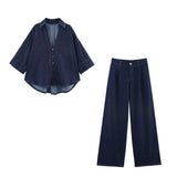 Fongt Homemade New Women's Classic Wi-Sleeve Shirts Wi-Legs High Waisted Pants 2881781