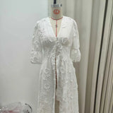 Fongt Women's New Waists Slim And Beautiful Little White Dress INS Net Red Standing Weight Embroidered Dress