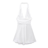 Fongt Women's Clothing 2025 Spring New Silk-Sense Texture Hanging Neck-Deck Bow Tie With Mini-Coat