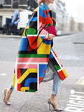Fongt Spring And Autumn Wishebay Long Horn Sleeve Coat Print Loose Wind Coat