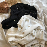 Women Cardigan Sweet Ruffles Chic Diamond Tunic Knitted Sweater Coat Sueter De Mujer Fashion Pull Femme Korean Tops