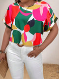 Fongt Women's Clothing Autumn 2024 New Round-Neck Short-Sleeved Printed Mushroom Buckle
