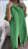 Fongt New Spring And Summer Loose Leisure Sleeve Cotton Shirt Dress