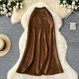 Fongt Sensed With The Frontal Half-Dress Woman 2025 New Light Luxury High-Rise Thin A-Word Bag With A Long Skirt With A Long Tail