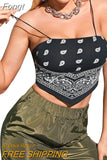 Women's Sexy Cami Tank Top, Casual Paisley Print Sleeveless Backless Bandana