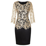 Station Wish Lace Splicing Two-Piece Fake Two-Piece Fat MM Large Blouse Middle Sleeve Dress-Outfit