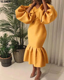 4XL 5XL Plus Size African Dresses for Women Puff Sleeve Evening Party Long Dress Dashiki Bodycon Christmas Robe Africa
