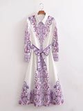 Fongt Women's Clothing Positioning Printing Long-Sleeved Shirt Dress 585