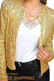 Fashion Ultrashort Sequins Jacket Women Small Coat Spring Autumn Thin Cardigan Top Lady Streetwear Outerwear Casual