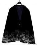 Fongt Women's Suit Collar Button Pocket Fashion Floral Print A Buckle Small Suit