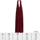 Fongt Women's Clothing 2025 Spring Festive Dress Hanging Neck Collar Silk Texture Dew Back Dress