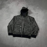 Fongt And Winter Personality Double Hat Design Hoodie Zipper Open Shirt Casual Coat Y2K