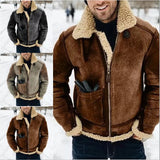Fongt New Imitation Leather Velvet Men's Coat Winter Warm Fur Jacket Thick Collar Bump