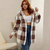 Fongt Fashion Plush Long-Sleeved Rib Hooded Loose Coat