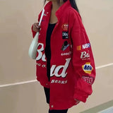 women's jacket spring 2022 Printed zipper Long Sleeve vintage racing jacket Sport Style Woman bombers jacket ropa