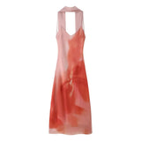 Fongt Homemade New Women's Fashioned Suspension Scarf With Tender-Dyed Printed Dress