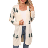 Fongt And Winter New Sweater Women's Knitted Loose Christmas Cedar Embroidered Cardigan Jacket