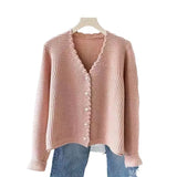 Sweater Women's Cardigan Loose Short Style Fragrant Style Purple Sweater Coat Popular This Year 2024 New Blouse-Outfit