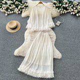 Fongt Style Niche Elegant Sleeveless Single Buckle Print Roll Dress Women Fashion Thin Dress