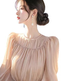 Fongt Design Temperament Wood Ear Top Lady 2025 Spring Super Beautiful Waist Chiffon Tide