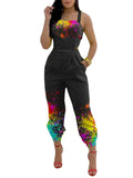 New Independent Station Fashion Strap Popular Style Positioning Printed Jumpsuit Stock-Outfit