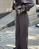 Fongt 20232 New Solid Color Zip Loose Hoodie Casual Versatile Trouser Suit-Outfit