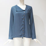 Tops And Blouses 2020 Fashion Long Sleeve Skew Collar Chiffon Blouse Casual Tops Plus Size Elegent Work Wear