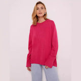 Fongt And Winter Explosion Of Women's Knitted Shirt Round-Neck Solid Color Loose Sweater