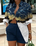 New Women's Wear Fashion Printing Temperament Commuter Two-Piece Set-Outfit