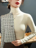Fongt Skin High Collar German Velvet Bottom Shirt Women's New Autumn Add Velvet Add Thick Slim Inside With Pile Collar Jacket-Outfit