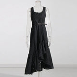 Holiday Style High-End Irregular Sleeveless Dress 2025 New Design Printing Waist Thin Dress