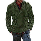 Fongt New Men's V-Neck Double Breasted Thick Knit Cardigan