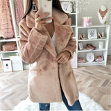 Style 2023 Autumn And Winter Woolen Coat Women's Medium-Long Solid Color Loose Plush Coat Imitation Fur Coat-Outfit