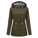 Long-sleeved Waterproof Mid-length Trench Hooded Striped