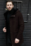 Fongt Long Jacket Fur One-Piece Velvet Jacket Multi-Grain Hooded Men's Coat