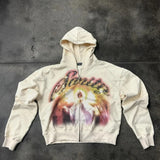 Fongt Street H-Hang Hop Stars Girl Print Black Zipper Hoodie Women Y2k Harajuku Jacket