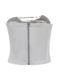 Women Sexy Corset Bustier Sleeveless Spaghetti Strap Lace Slim Fit Backless Zip Cami Top