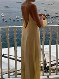 Vintage Backless Holiday Long Dress with Round