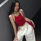 Fongt Hot Girl Pleated Three-Dimensional Flowers Hanging Neck Slim Vest 2023 Spring / Summer Pure Desire Sleeveless French Temperament