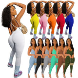 Casual Fitness Rompers Womens Jumpsuit Sleeveless Knit Rib Elastic Bodycon Jumpsuits Backless Workout Overalls for Women-Outfit