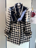 2023 Vintage Small Fragrance Tweed Jacket Oversize Double Breasted Coat Warm Plaid Faux Woolen Jackets Office Lady