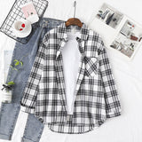 New Loose Design Cotton Plaid Shirt Women Young Style Long Sleeve Blouses Casual Shirts Lady Tops Clothes