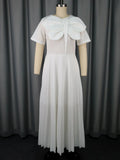Fongt Elegant Waist-To-Threate Dress Rose-Red Large Bow Elegant Evening Dress Plus