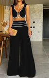 Fongt 2023 New Fashion Contrast Color Low-Cut Sexy Short Vest Casual Pants Suit-Outfit